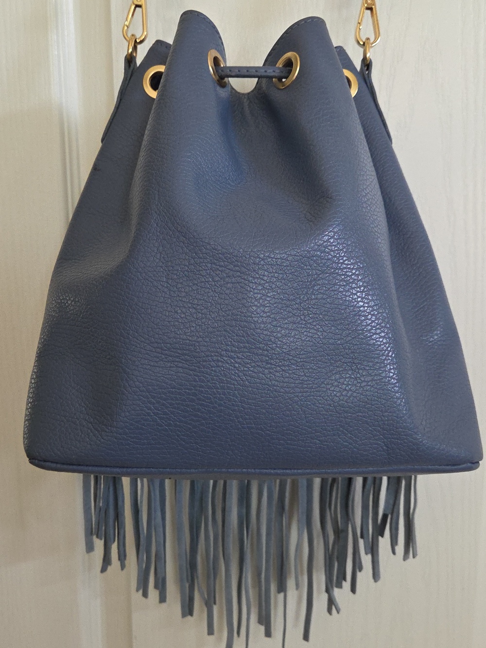 DV Diva's Bag Italian Blue Suede & Leather Fringe Crossbody! - Picture 2 of 13